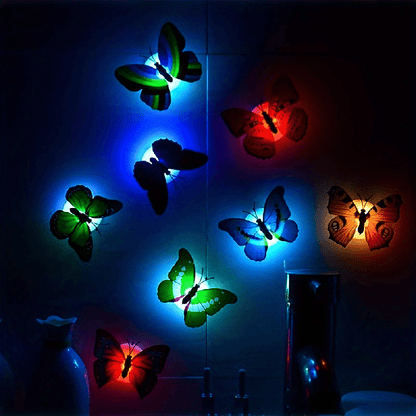 10/20pcs Colorful Glowing Butterfly Night Light Powered by Battery