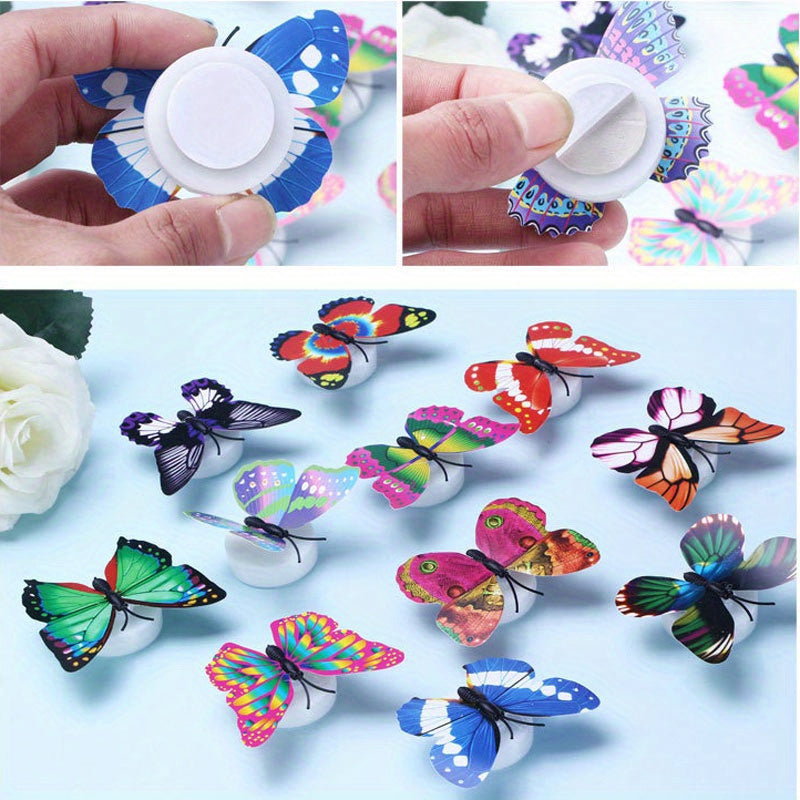 10/20pcs Colorful Glowing Butterfly Night Light Powered by Battery