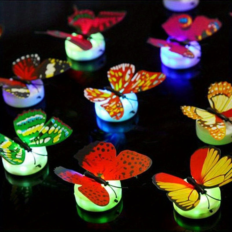 10/20pcs Colorful Glowing Butterfly Night Light Powered by Battery