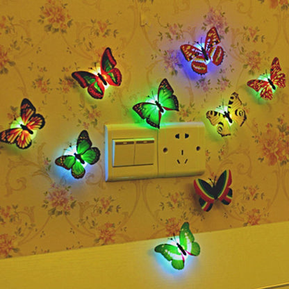 10/20pcs Colorful Glowing Butterfly Night Light Powered by Battery