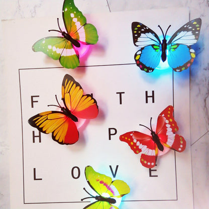 10/20pcs Colorful Glowing Butterfly Night Light Powered by Battery