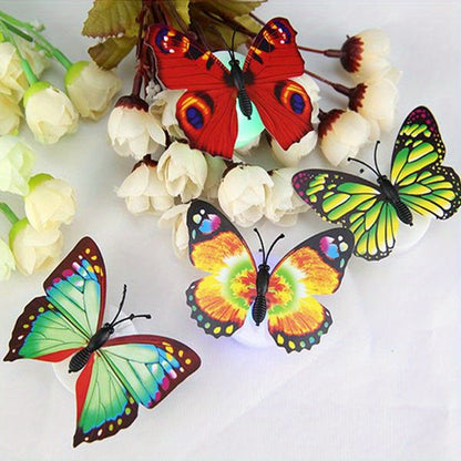 10/20pcs Colorful Glowing Butterfly Night Light Powered by Battery