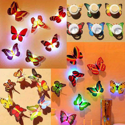 10/20pcs Colorful Glowing Butterfly Night Light Powered by Battery