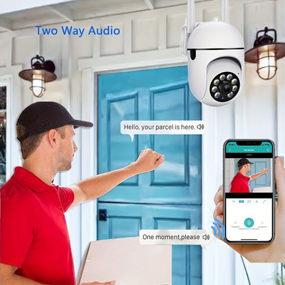 Spherical safety camera, motion detection, color night vision, alarm push, FHD wireless Wi Fi smart home safety camera, 355 ° panoramic monitoring camera, intelligent motion detection, two-way audio, only 2.4GHz, Wi Fi camer