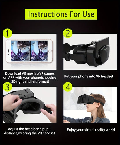 1pc Virtual Reality VR Glasses, Binoculars, Adjustable 3D Mobile VR - Comfortable Nose Rest and Strap, Mobile Lens with Controller, Perfect for Movies and TV