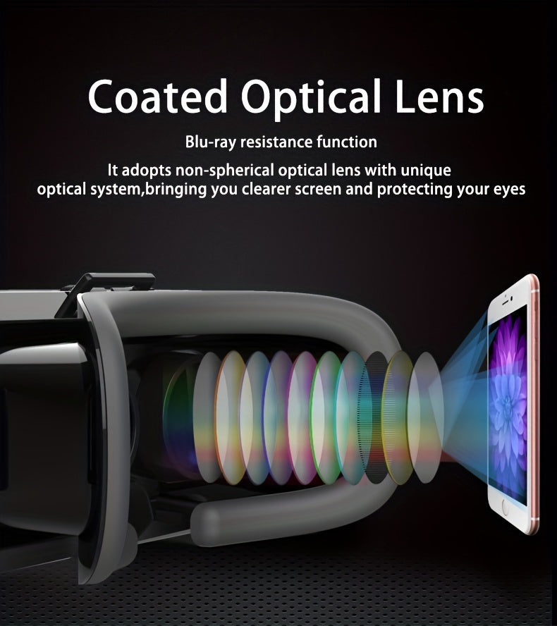 1pc Virtual Reality VR Glasses, Binoculars, Adjustable 3D Mobile VR - Comfortable Nose Rest and Strap, Mobile Lens with Controller, Perfect for Movies and TV