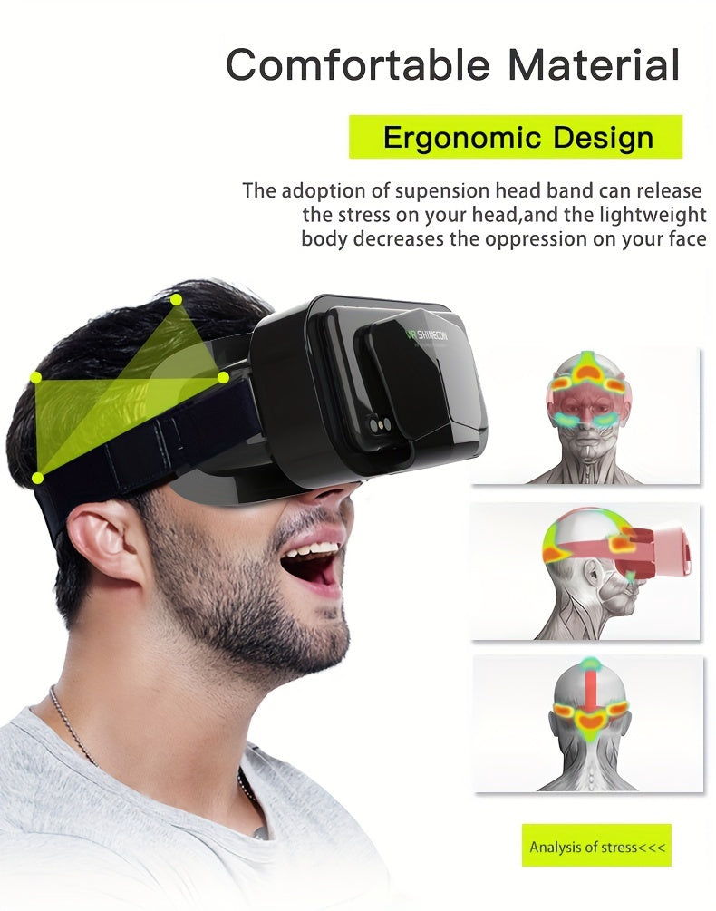 1pc Virtual Reality VR Glasses, Binoculars, Adjustable 3D Mobile VR - Comfortable Nose Rest and Strap, Mobile Lens with Controller, Perfect for Movies and TV