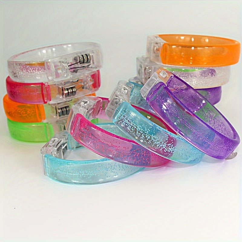8pcs LED Glow-in-the-Dark Bracelets - UV Activated Neon Glow Party Chains, Multi-Color LED Light Up Bracelets for Concerts, Clubs, Birthdays, Carnivals - with Button Batteries Included - Perfect for Group Party Favors & Glow