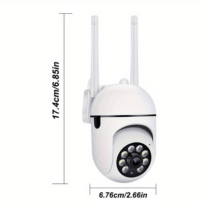 A 1440P Wi-Fi Smart Home Security Camera - 355° Pan-Tilt-Zoom, Color Night Vision, Two-Way Audio, Pet Motion Tracking, Indoor/Outdoor, Wireless, Motion Detection, Real-Time App Viewing, Two-Way Communication - Easy to Instal