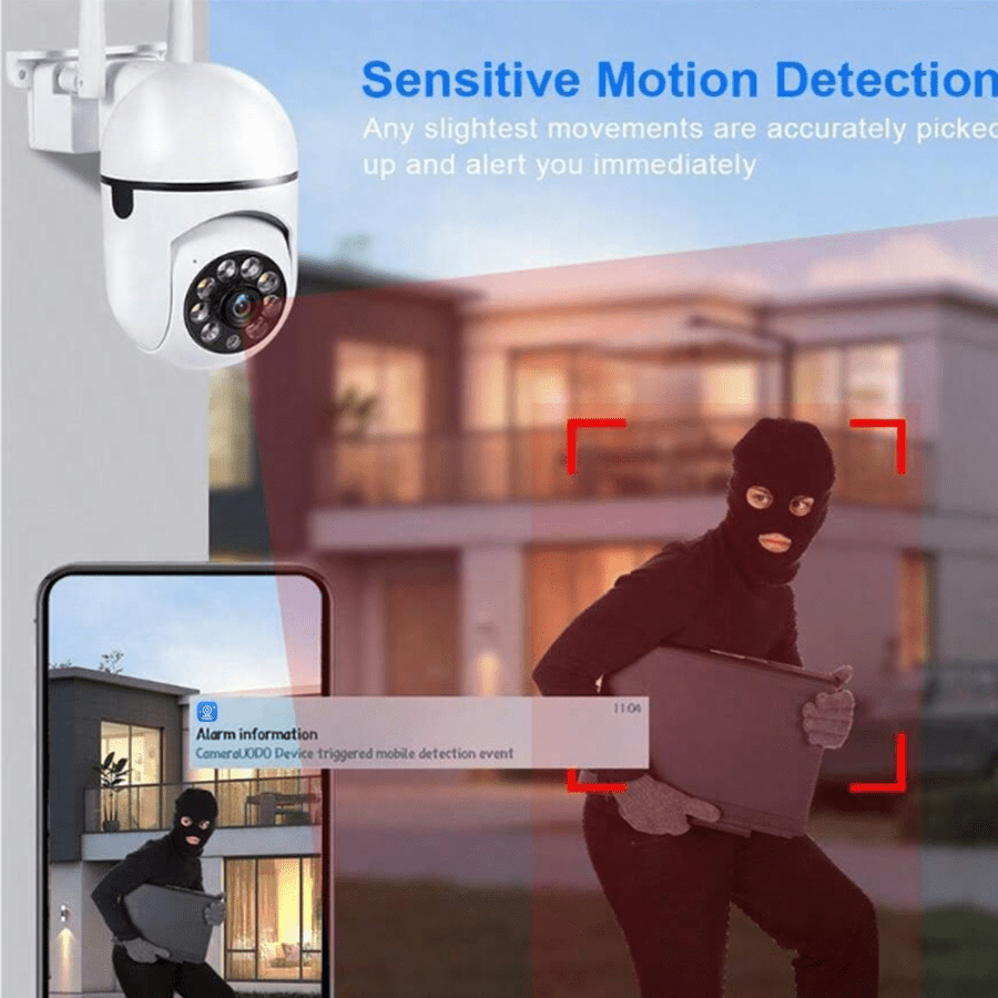 A 1440P Wi-Fi Smart Home Security Camera - 355° Pan-Tilt-Zoom, Color Night Vision, Two-Way Audio, Pet Motion Tracking, Indoor/Outdoor, Wireless, Motion Detection, Real-Time App Viewing, Two-Way Communication - Easy to Instal