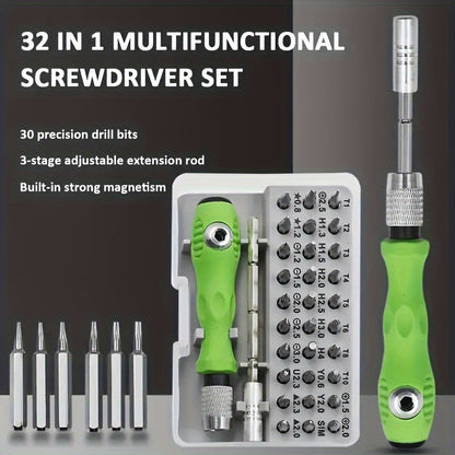 32-in-1 Precision Screwdriver Set, Multi-Functional Manual Tool Kit, No Battery Required, ABS Material, for Smartphone, Computer & Electronics Repair.