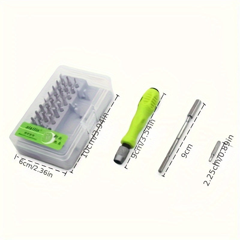 32-in-1 Precision Screwdriver Set, Multi-Functional Manual Tool Kit, No Battery Required, ABS Material, for Smartphone, Computer & Electronics Repair.