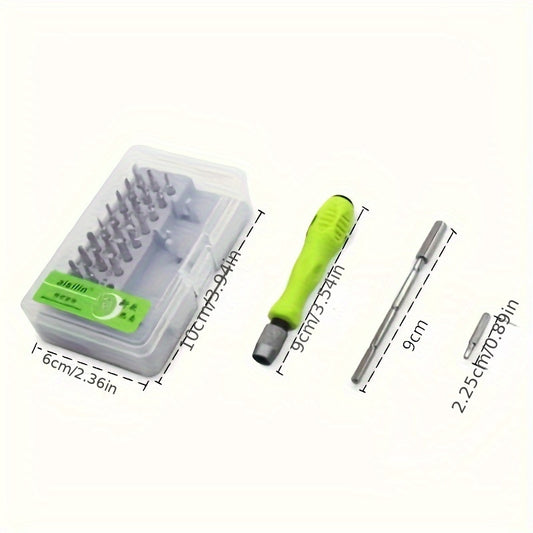 32-in-1 Precision Screwdriver Set, Multi-Functional Manual Tool Kit, No Battery Required, ABS Material, for Smartphone, Computer & Electronics Repair.