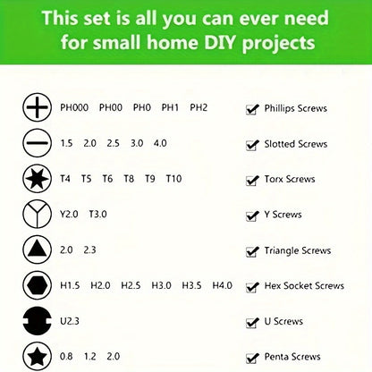 32-in-1 Precision Screwdriver Set, Multi-Functional Manual Tool Kit, No Battery Required, ABS Material, for Smartphone, Computer & Electronics Repair.