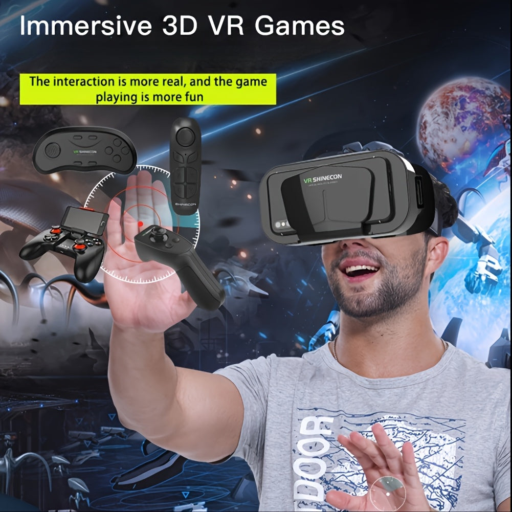 1pc Virtual Reality VR Glasses, Binoculars, Adjustable 3D Mobile VR - Comfortable Nose Rest and Strap, Mobile Lens with Controller, Perfect for Movies and TV