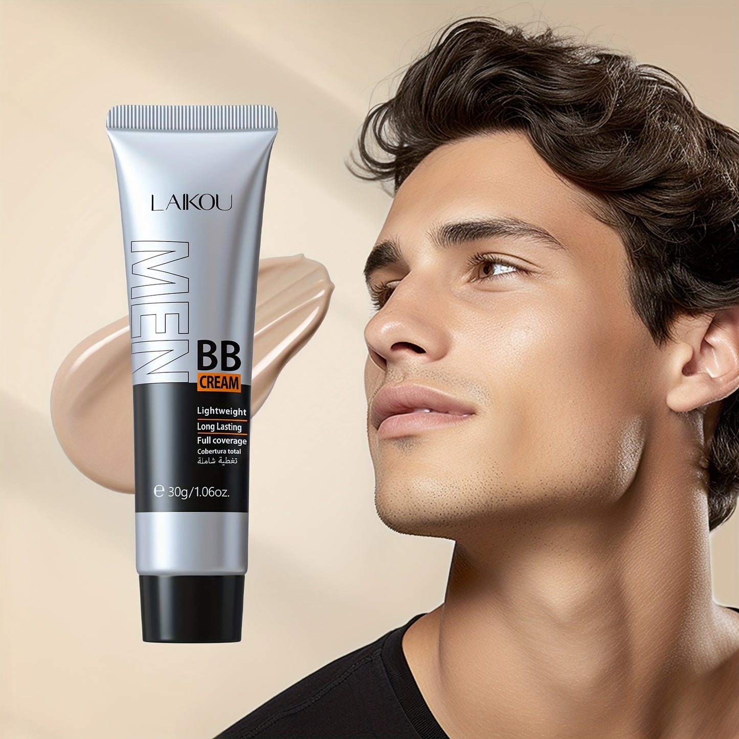 LAIKOU Men'S BB Cream, 30g - High Coverage, Natural Makeup, Oil Control, Pearl Powder Infused, Glycerin-Enriched, Universal Skin Tone, Cream Form, All Skin Types, Buildable Coverage