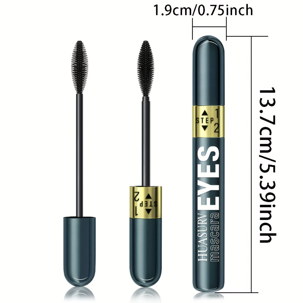 1pc HUASURV Dual-Effect Mascara - Natural, Lengthening, Volumizing & Curling - Non-Smudging, Long-Lasting Wear for Stunning Eye Makeup HS4130, Black, with Precision Application Brush, Perfect for Mother'S Day & Holiday Gifts,