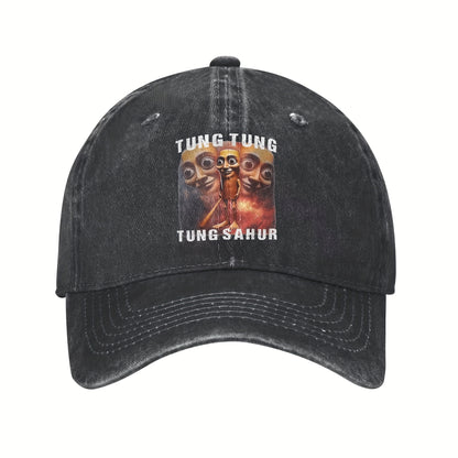 Men's Lightweight Trucker Hat with Thung Sahur Graphic Print & Italian Brainrot Dank Memes Design - Geometric Pattern Casual Outdoor Sports Cap, Trendy Streetwear Accessory, Stylish Headgear, Unique Meme Design, Durable Headw