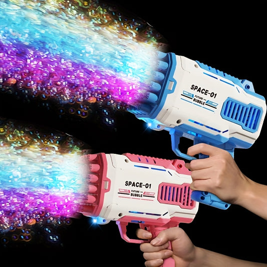 Boys & Girls Handheld Bubble Blaster Outdoor Play Toy - Pink & Blue Bubble Wand with Adjustable Airflow, Durable Plastic Construction, No Solution/Batteries Needed, Holiday Gift for Kids, Bubble Machine for Outdoor Play, Adju