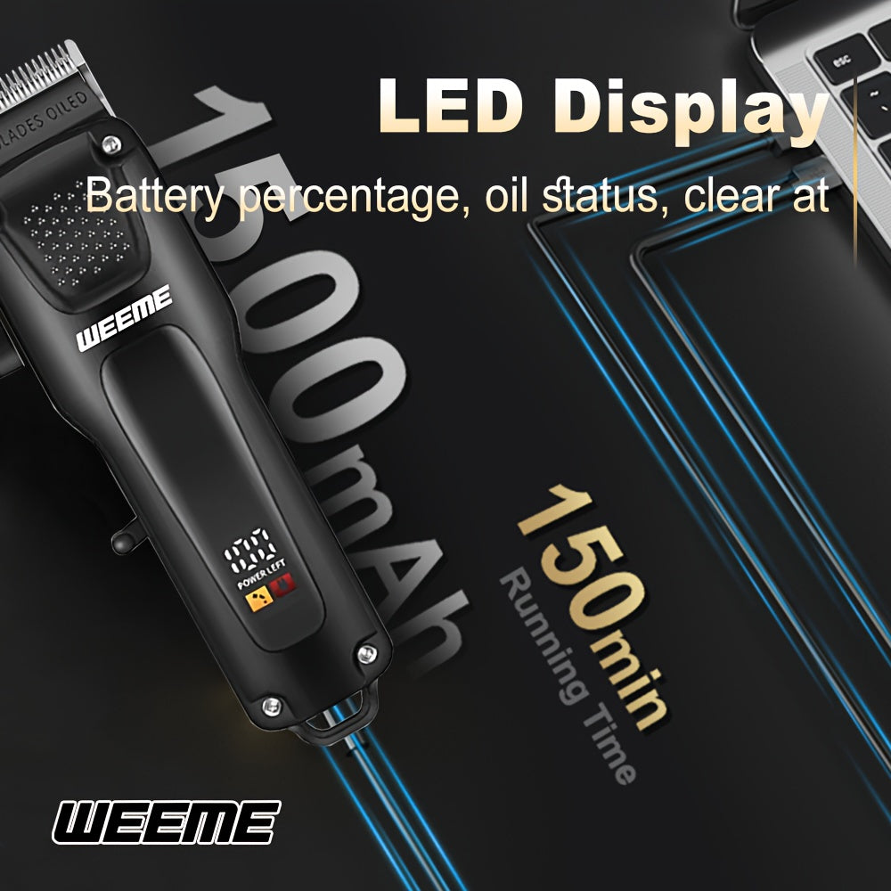 WEEME 3pcs Premium Men's Grooming Set Professional Hair Clipper Kit with Cordless Shaver Beard Trimmer LCD Display & USB Fast Charge Ideal Gift for Father's Day/Birthday/Anniversary (for Dad/Husband/Groom)