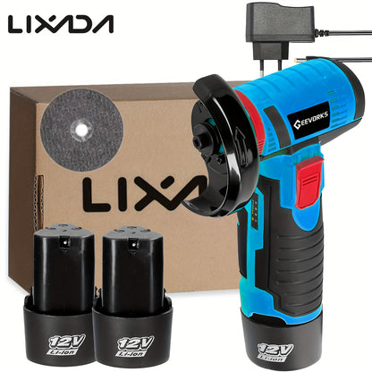 Lixada 12V Multi-function Portable 19500rpm Electric Grinding Tool Multi-function Angle Grinder Handheld 2 Batteries Suitable for Home Garden Decoration Polishing Tiles Wood Stone Steel