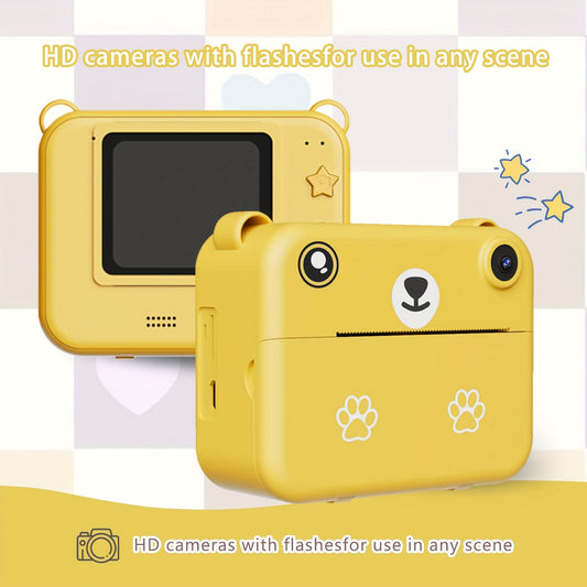Kids Camera, Instant Print Digital Camera - 1500mAh Rechargeable Battery, Flash, Music, Games, Delayed Printing (10s/5s/3s), USB Charging