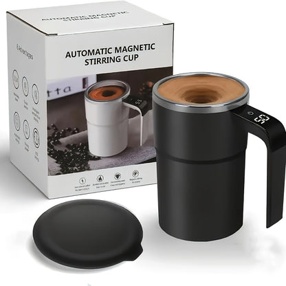 [Rechargeable Self-Stirring Coffee Mug] Fri Life Rechargeable Self-Stirring Coffee Mug with Temperature Display, USB Charging, Sealed Travel Tumbler for Milk, Chocolate, Mocha,Stainless steel liner,Auto Power Off-Heat Preserv