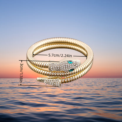 Unisex Snake-Inspired Alloy Bracelet with Sparkling Rhinestones Accents - Zinc Alloy, Perfect for Parties, Music Festivals, and Casual Attire