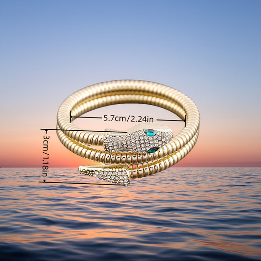 Unisex Snake-Inspired Alloy Bracelet with Sparkling Rhinestones Accents - Zinc Alloy, Perfect for Parties, Music Festivals, and Casual Attire