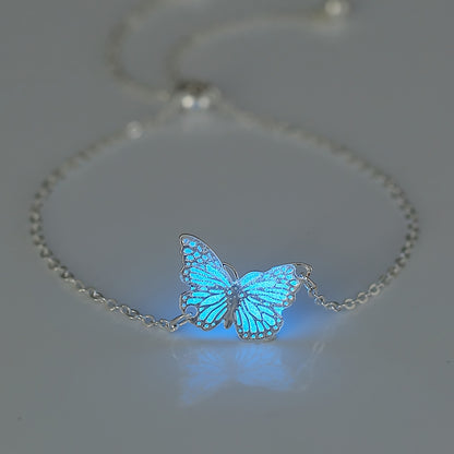 Elegant and Simple Copper Butterfly Pendant Bracelet with Glow-in-the-Dark Effect by Nooxian - Daily and Party Occasions