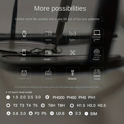 1pc 25in 1 precision screwdriver set, mobile phone and tablet removal Multi-function repair tool, durable plastic, no charging - with various drill bits