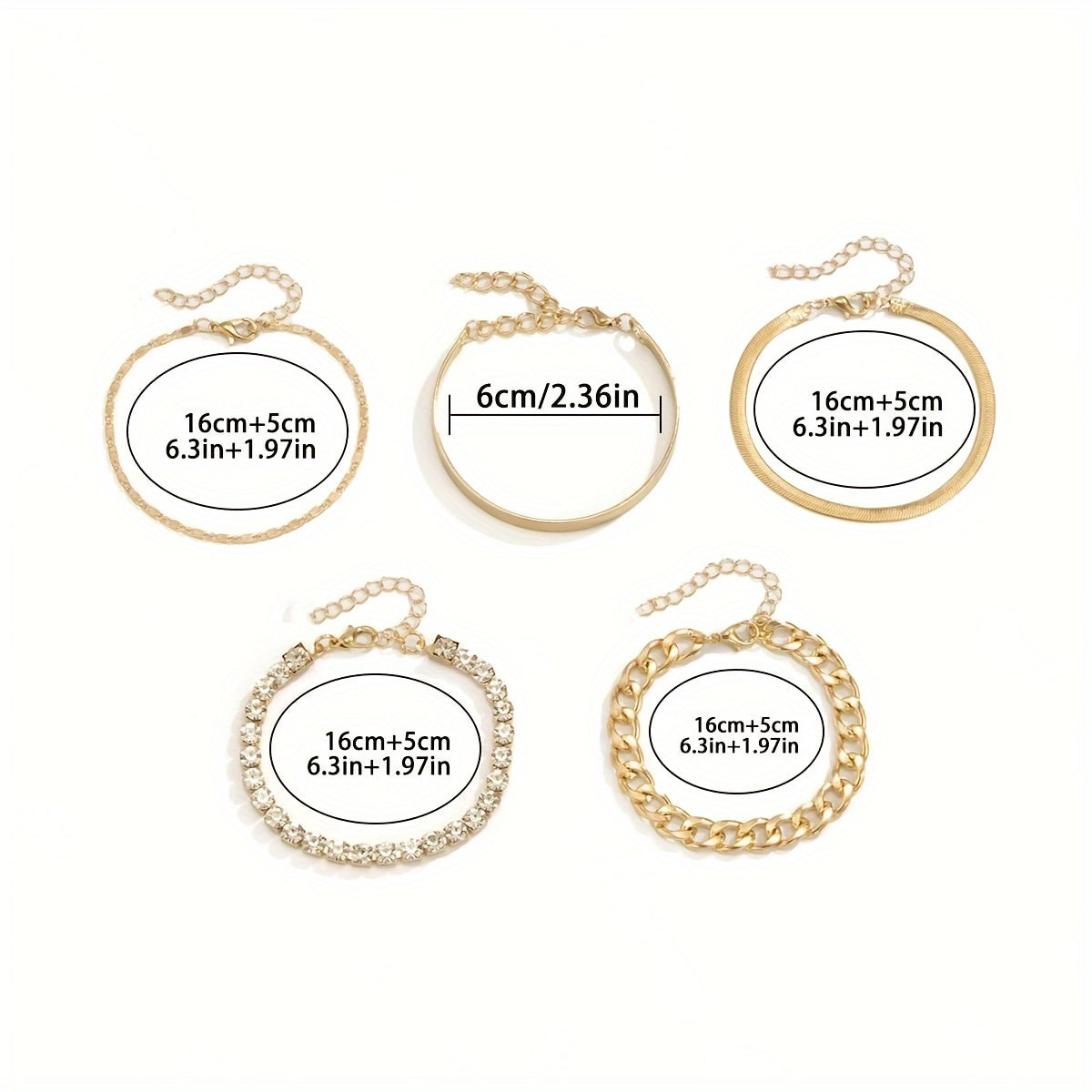 5 Pieces Of Retro Hip-hop Punk Snake Bone Chain Ladies Bracelet For Date Party Gift