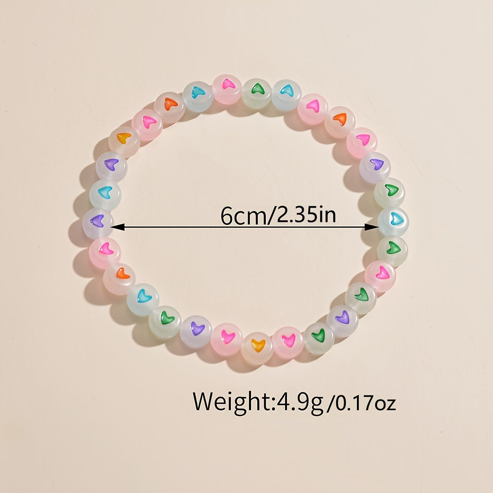 Vacation Beach Style Glow in the Dark Heart-Shaped Resin Anklet for Women - Versatile Daily & Gift Wear Accessory, No Mosaic, All Seasons Compatible