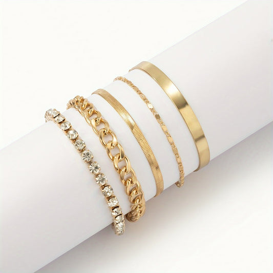 5 Pieces Of Retro Hip-hop Punk Snake Bone Chain Ladies Bracelet For Date Party Gift