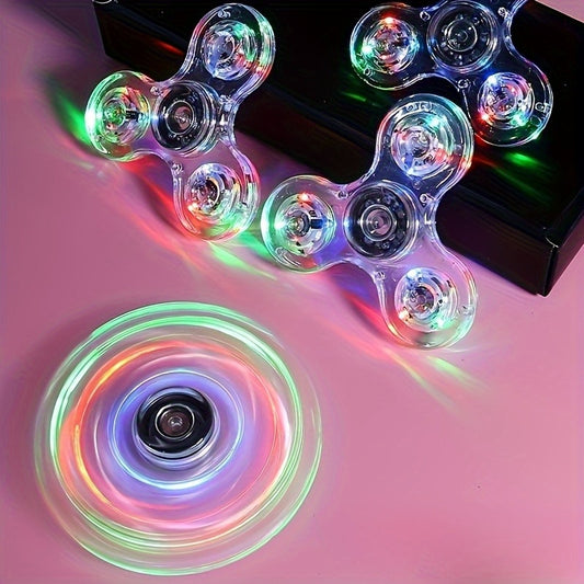 Featuring A Multi-color Rotating Ring and LED Illuminated Rotating Fingertip Gyroscope - A Transparent Stress Relieving Rotating Toy Suitable for Youngsters and Adults, It Is A Portable Gift for Relaxation and Concentration,
