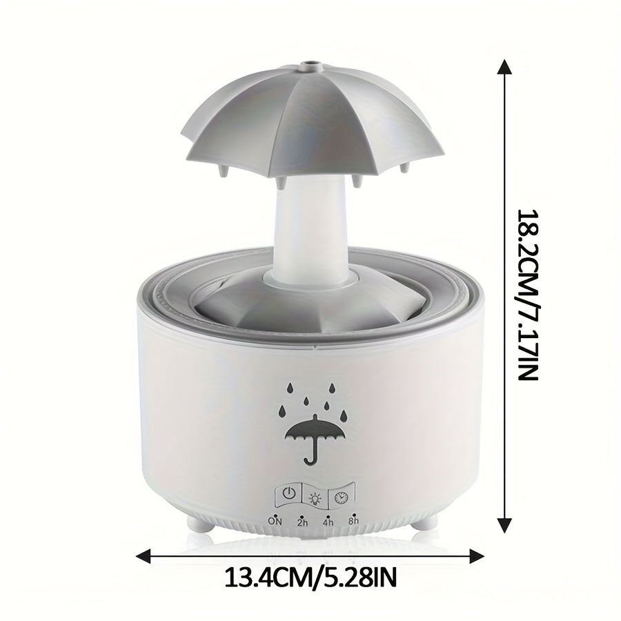 1pc Rotating Umbrella Aroma Diffuser | Humidifier, with Simulated Raindrops, Remote Control, Can Add Essential Oils, Three-Speed Timer, Rotating Raindrop Design, Humidifier | Essential Oils Diffuser, Suitable for Home Relaxat