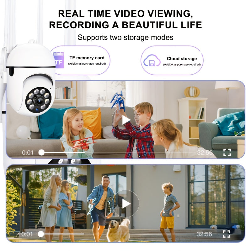 Spherical safety camera, motion detection, color night vision, alarm push, FHD wireless Wi Fi smart home safety camera, 355 ° panoramic monitoring camera, intelligent motion detection, two-way audio, only 2.4GHz, Wi Fi camer