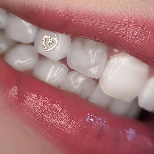 Vintage Heart Rhinestone Tooth Gem Accent, Resin Dental Jewelry, Versatile for Daily & Festival Wear, Mardi Gras Accessory, with Fits All Seasons