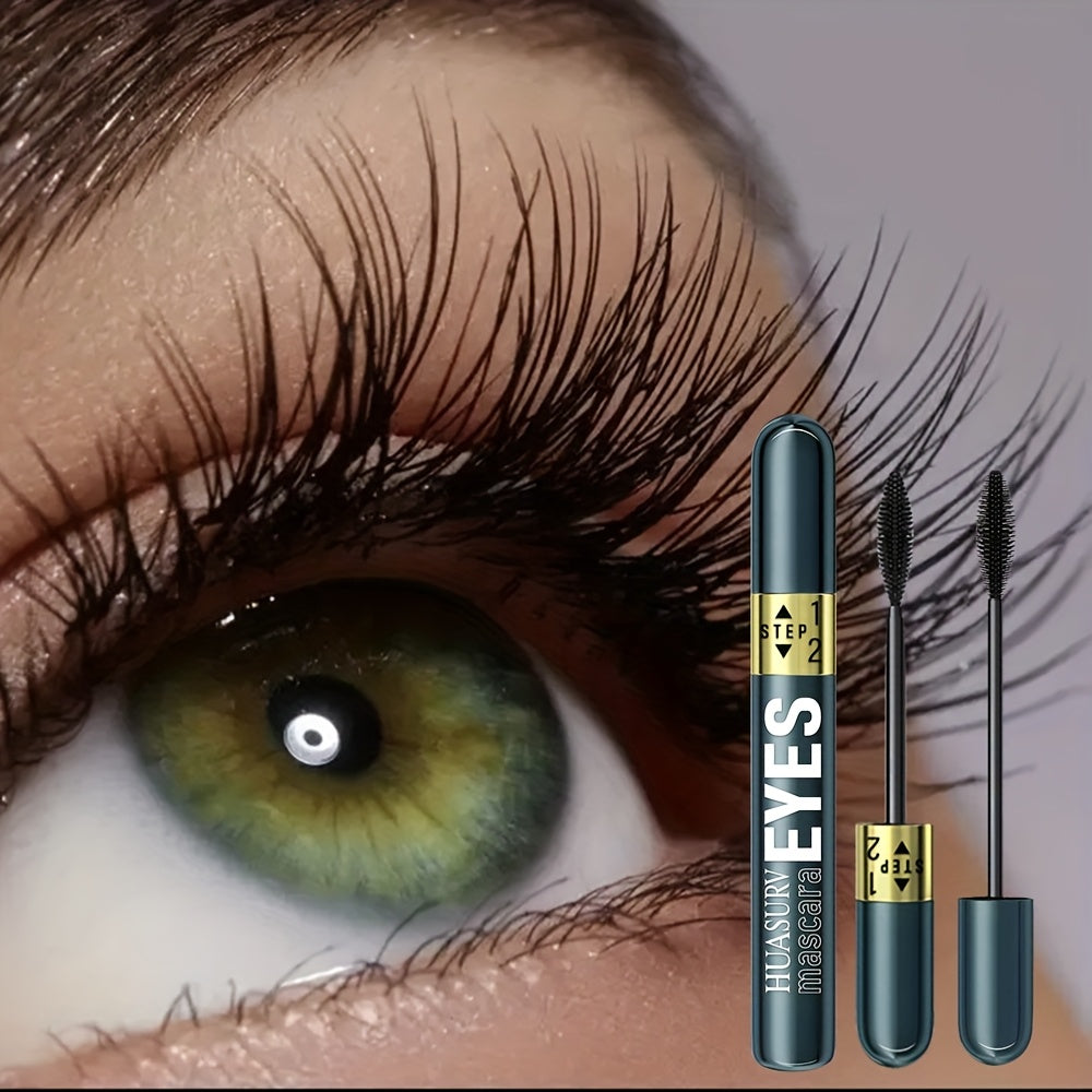 1pc HUASURV Dual-Effect Mascara - Natural, Lengthening, Volumizing & Curling - Non-Smudging, Long-Lasting Wear for Stunning Eye Makeup HS4130, Black, with Precision Application Brush, Perfect for Mother'S Day & Holiday Gifts,