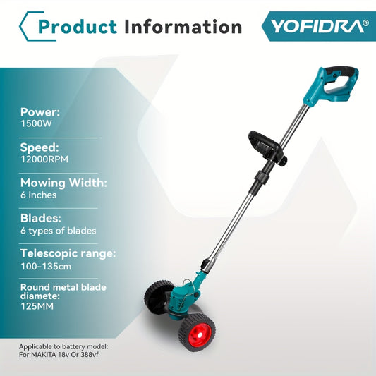 Portable Electric Lawn Mower with 5 Blade Types, Adjustable Height And Angle, Suitable for Mowing Outdoor Garden Lawns And Shrubs