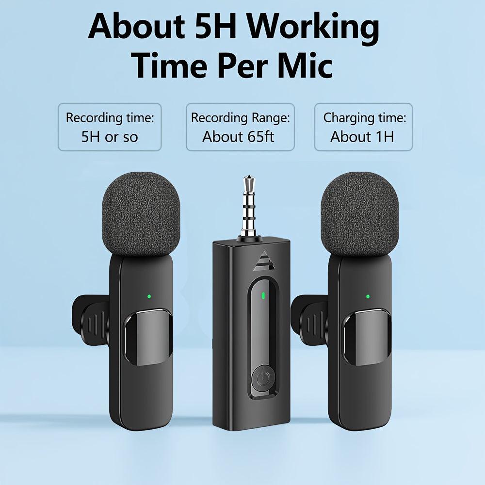 2-in-1 high-performance wireless lavalier microphone with built-in intelligent noise reduction technology, high fidelity sound collection, essential for global speeches, teaching, recording, and video shooting, professional g