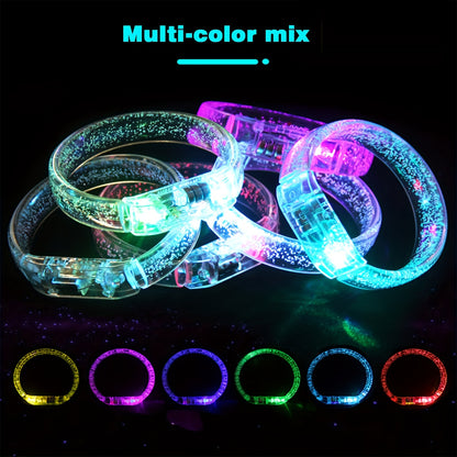 8pcs LED Glow-in-the-Dark Bracelets - UV Activated Neon Glow Party Chains, Multi-Color LED Light Up Bracelets for Concerts, Clubs, Birthdays, Carnivals - with Button Batteries Included - Perfect for Group Party Favors & Glow