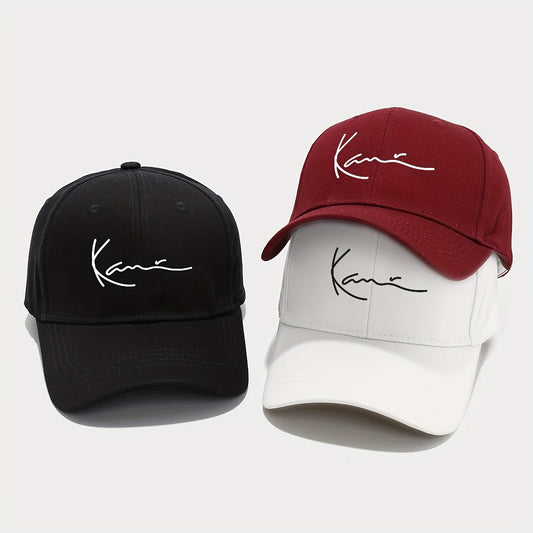 1pc Women's Adjustable Lightweight Baseball Cap - Printed Logo Golf & Outdoor Sports Hat, Machine Washable, Black/White/Maroon, Casual Headwear, Lifestyle, Trendy Design, Durable Fabric, Women