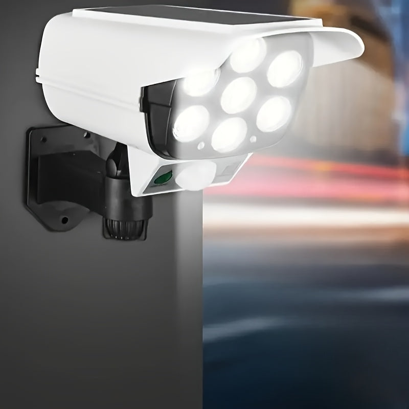 1pc Solar-Powered Motion Sensor Wall Light with LED Security Camera Design - Smart Outdoor Garden Lighting, Human Sensor Wall Lamp for Home Security & Energy Efficiency, Solar Outdoor Lights, Indoor Lighting, Modern Lighting,