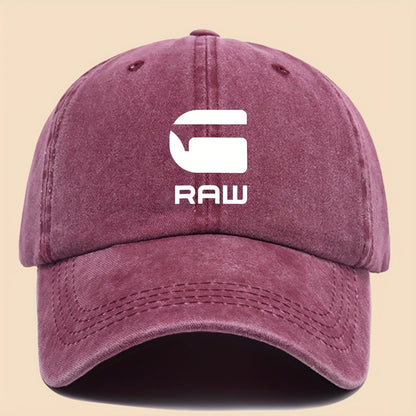 1pc "RAW" Fun Print Baseball Cap in Black with White Text - Breathable & Comfortable, Adjustable Unisex Dad Hat for Men, Women, Teens - Perfect for Beach, Fishing, Outdoor Activities, Father'S Day, Christmas, 4 Seasons, Casua