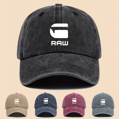 1pc "RAW" Fun Print Baseball Cap in Black with White Text - Breathable & Comfortable, Adjustable Unisex Dad Hat for Men, Women, Teens - Perfect for Beach, Fishing, Outdoor Activities, Father'S Day, Christmas, 4 Seasons, Casua