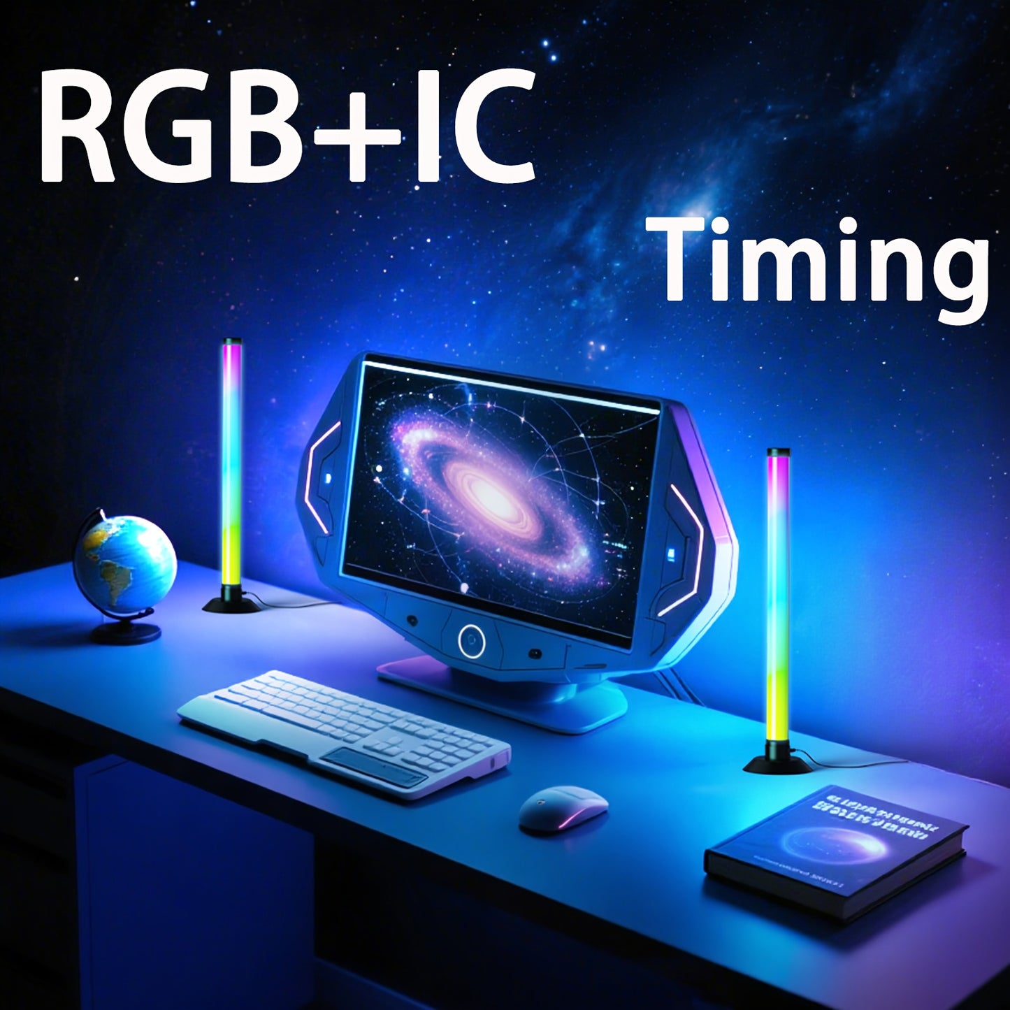 Smart LED Light Bars, RGB+IC Light Bar for Room, 16 Million Colors & 213 Preset Modes Gaming Lights, Remote Control & App Control, Dynamic Music Sync Mode TV Backlight, USB Powered Ambient Lighting---2pcs/set