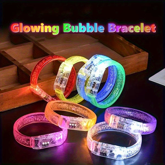 8pcs LED Glow-in-the-Dark Bracelets - UV Activated Neon Glow Party Chains, Multi-Color LED Light Up Bracelets for Concerts, Clubs, Birthdays, Carnivals - with Button Batteries Included - Perfect for Group Party Favors & Glow