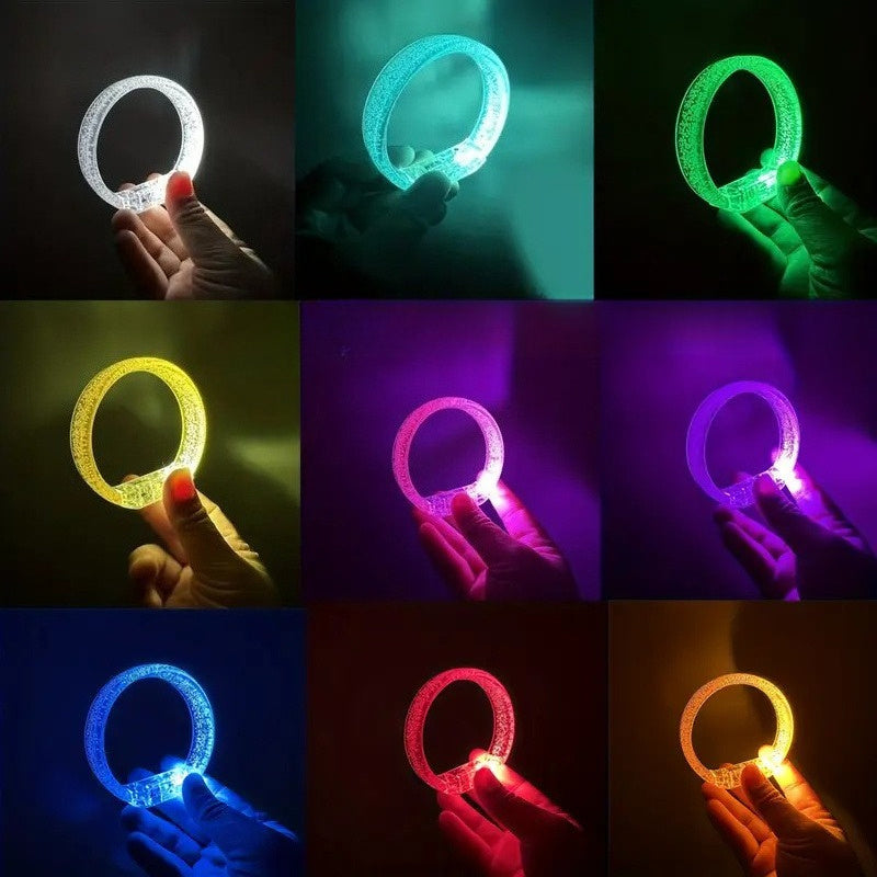 8pcs LED Glow-in-the-Dark Bracelets - UV Activated Neon Glow Party Chains, Multi-Color LED Light Up Bracelets for Concerts, Clubs, Birthdays, Carnivals - with Button Batteries Included - Perfect for Group Party Favors & Glow