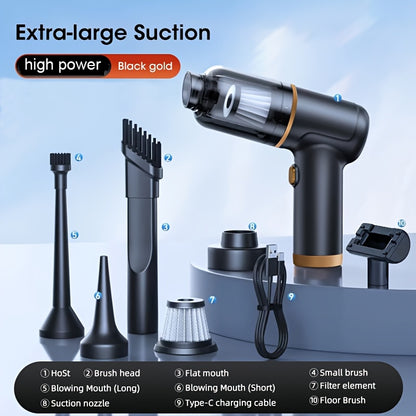 4 In 1 Portable Cordless Handheld Vacuum Cleaner, Powerful Suction For Cars, Computers, Sofas, Offices, Pets, And Homes - Includes Multiple Nozzles, USB Rechargeable, Car Vacuum Cleaner, For House, Car, Office, Couch